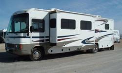 Here is a chance to buy a virtually new motor home for only $56 900. This motor home has hardly been used and has only 14 000 kilometres. This unit was ordered with every available option including the following: 6.8 litre V-10 engine; Ford chassis; 2