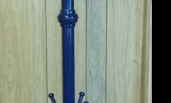 Metal coat rack/blue. Sturdy - holds many items. Good condition.