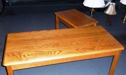 Solid oak coffee table & matching end table.  Excellent Condition.
