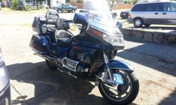 For Sale A 1988 Goldwing GL 1500 worth $5000.00 all day every day. As you can see it's loaded. some stuff you can see some you cannot.
New dunlop tires last year, compu-fire alternator, Honda built in CB radio with complete intercom, air suspension, side