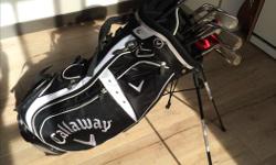This is a complete set of clubs with a light stand and carry bag, all accessories are included.
Here's what's included:
-Callaway X Driver & 3 wood. Both have Fujikura shafts. Maybe used 5 times.
-Complete set of Taylor Made Bubble Burner Irons 3-P. These