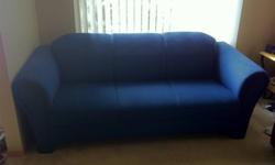 I have a blue fabric couch and chair for sale. Excellent shape , come from a very clean non smoking home. I also have brown custom fitted slip covers for them which are included. Ive shown the chair covered in one photo but there Is also a cover for the