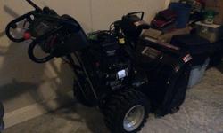 Sears model # 944.527691
1350 series B&S Engine, electric start or pull start.
27 inch Two-Stage power-propelled
Used maybe 10 times, very good condition, keept in garage.