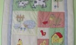 Hi there Mamas!
I have a really cute Barnyard themed Crib Bedding that is in GREAT Condition!. It includes: Bedskirt, Bed Sheet, BumperPads, Quilt.
Asking $30 for the Set. (Need it Gone).