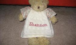 Selling a cute bear with the name "Shannon" on the front of her lace dress.
Please contact. Pick up only in Cathedral.