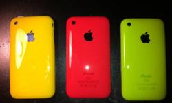 Hello I am selling some custom colored iPhone 3G.  They are all unlocked (use any SIM card) and jailbroken (gives you access to bunch of free apps and tweaks).  The phones have a BRAND NEW custom colored backing and nice screens (makes the phone LOOK