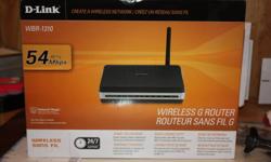 D - Link Wireless router
Comes in orginal box
Has all the software
Replaced because we had to sometimes unplug it to reboot it so it would work...became annoying.  Not sure if there is something wrong with it...maybe the software just needed to be re