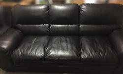 I am selling my dark brown bonded leather sofa. I'm asking $400, or best offer.
It was purchased only 2 years ago from The Brick. It is a very comfortable couch.
However, on one of the seat cushions it has started to peel. My understanding is that this