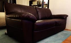 Under 2 years old beautiful design dark brown leather couch in mint condition for $600
Bought at Ikea in Vancouver for $1200 + $150 for the ferry