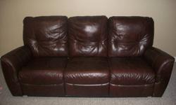 We have a Dark Brown Elran leather reclining sofa and reclining chair for sale.  Just bought these two months ago.  Couch was $1299 and the Recliner was $499.  We are now moving and have no room in the new place.  Will let both go for $1200 or you can