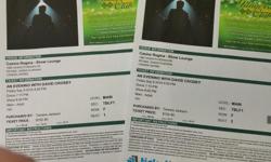 Two tickets for sale for David Crosby at Casino Regina. They are on the main floor. Tickets are $95.00 each.