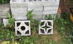 22 square cement garden bricks use them to define a flower bed or , could also use them to make a 70's vintage shelving, there are 2 different designs, got for a project that didn't happen and now we would like them gone $50.00 OBO *round ones in the