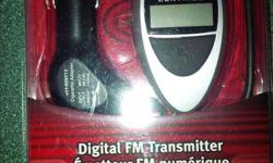 Centrios Digital FM Transmitter. Never used. It converts all CD, MD, MP3, MP4 players and IPOD output into rich audio sound through your car or home FM radio. Frequency range 88.1 - 107.9 MHz; powered by 2 AAA batteries (not included) or a DC 3V car
