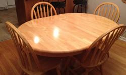 Offering a solid Maple dining table and 6 matching chairs. Tabletop has no marks or scratches and chairs are in great condition as well. Asking $250 or best offer.