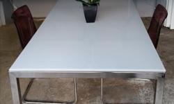 Gorgeous tempered glass table (IKEA) seats 4 - 6. In excellent condition.
In Ladysmith