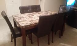 6 chairs - brown leather
1 table - marble top
Excellent condition.
Price: $499
Call: 778-344-4840