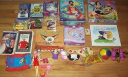 You get it all for just $5.00. 4 Disney puzzles complete, brand new train puzzle, Build a bear puzzle, one comes in a collector tin, Christmas sing a long CD, VHS Christmas movies, 2 books, pencil case & some misc toys.