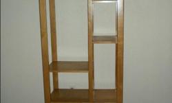 HARDWOOD DISPLAY UNIT. 73 1/2" HIGH, 30" WIDE, 17"DEEP. IN EXCELLENT CONDITION.