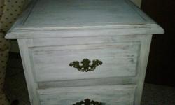 solid wood 2 drawer bedside table
 
cute distressed shabby chic finish!!!