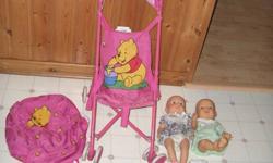 For Sale
Winnie the Pooh Doll Stroller, Winnie the Pooh nap sack, 2 dolls, clothes, toys and dishes.
Non smoking enviroment.
Pick up only,
Bridgewater Area