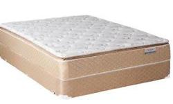 Double Mattress set includes boxspring and adjustable metal frame. Manufactured by Restwell (Contour Collection). Mattress is a tempered 5 zone, medium firm mattress with 806 individual coils, a pillow top with 1" soy eco foam, and organic cotton outer
