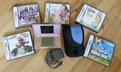 DS lite, case, charger and games
Cheeta girls
Mario cart
Hannah Montana Music jam
Super Mario Bros
All in great condition