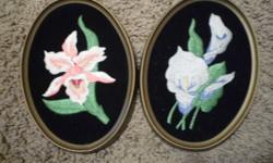 FOR SALE ARE TWO NICE EMBROIDERED PICTURES IN FRAMES.
 
APPROX 6"