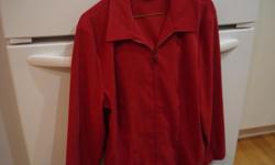 EUC - Briggs New York red light jacket size medium, zipper closure, shorter style. Wear as a light outer jacket for fall or a blazer in winter - very versatile. A true candy apple red color, fabric is like an ultra suede - very soft. Washable (was washed
