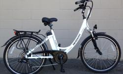 This is our most popular seller of the E-Wind brand of electric bicycles. The step through design and comfy seat makes this an excellent choice for those who choose comfortable riding. This bike is light, well balanced and has plenty of torque up hills .