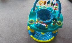 ExerSaucer used during Xmas visit. I great shape clean and working. Child can turn and play, and jump also listen to music