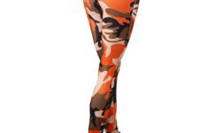 Military inspired camo leggings with unique orange, brown & black scheme.
Pictures are from Forty-Teen website and not actual product shown.