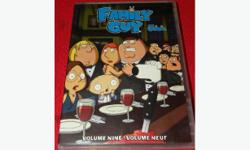 Family Guy Volume 9 on DVD, item #135876-19. Price of $11 includes all taxes. **SPECIAL OFFER** - Mention in our store you saw this ad on Used Victoria, and receive an additional 10 percent off our all-inclusive online price. Please refer to inventory