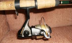 Fenwick rod and shimano reel 6 1/2 feet and new 6 lb.test.
This setup is in excellent, as new condition $80 for the pair.
