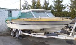 23 foot long hull, Ford Mercury 302 inboard/outboard motor (new prop), Leather seats (seats 6), excellent shape,
Comes with EZ Load trailer, Brand new Blitz Tech tires
