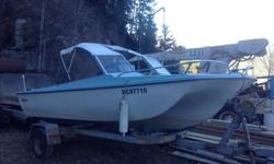 Comes with trailer four cylinder murcruiser engine. Blue apholstery. Moving and must sell. Great Kootenay lake cruiser. really cheap on fuel. Please phone if interested as we have no internet.