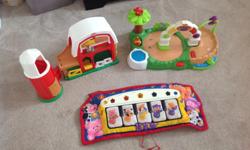 All 3 items for $15. Zoo, little people farmhouse, and musical crib toy.
