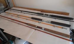 8'6" Mitchell Downrigger rod, 8' Peetz Heavy Duty Trolling Rod, 8' Daiwa VIP Trolling Rod. All in good condition. $25 each.