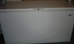 17 Cubic Foot Chest Freezer, Very Good Condition, White, Temp Alarm, Rapid Defrost, Defrost Drain, Basket, Manual, Security Lock With Key, Very Clean, Dimensions 61.5" x 30" x 35.5".
