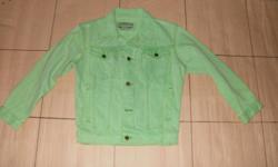 Ladies jean Jacket 100% cotton size large. Stone washed Sea Green colour. Beautiful condition.