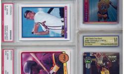 Various Cards both PSA and USA Graded collectibles including Chipper Jones Rookie Card, Tony Gwynn, Ken Griffey Jr, Shaquille O'Neal, Steve McNair, Akeem Olajuwon and Kobe Bryant.  Take all for $100.00