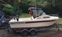 For sale is our Grady White 205 Gulfstream Walkaround. Engine is a 350 Chev with a 280 Volvo leg. Edelbrock carb, air gap manifold, Thunderbolt ignition etc. If you are looking for a serious fishing boat, this could be it. Over the past few years it has