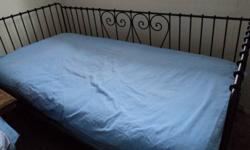 Single size Black Day Bed with Sealy mattress used for guests.
250-575-4175