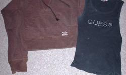 Guess brand hoodie and Tank Top are both Ladies size small, gently used condition.  No stains or rips.
 
Smoke-free/pet-free home.
 
Located near Upper Gage & Lincoln Alexander Pkwy, Hamilton.