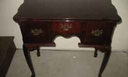Mahagony hall table with 3 small drawers
depth:  16"
width:  31"
height: 31"