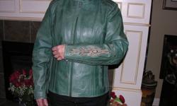 This beautiful Green leather jacket is no longer available. Worn no more than 6 times this jacket retailed at $440.00 and am asking only $250.00.  Size XL.  A wonderful Valentines gift for your sweetheart!!