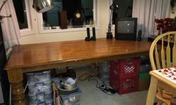 7 foot Heavy solid oak dining table
Open to offers
This table is 42 inches wide, 7 feet long. The top is one solid piece of oak. There are four very heavy legs that can be removed for when shipping the table.
I have uses table for years, so it has some