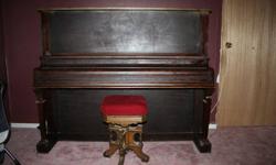 Antique upright piano, in good condition.  Holds its tune very well and has a lovely tone! Antique piano stool included! This is a Heintzman piano; known for its lasting quality.
 
For more information contact Dawn at 403-627-3062.
 
This piano is located