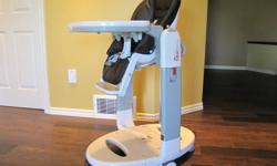 High chair PEG-PEREGO  with adjustable height, the seat tilts, breaks on wheels for safety , seat belts, the table can be removed , safety approvals ,in a very good condition.