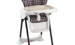 Fisher Price Healthy Start highchair, 3 levels of height adjusment, reclines forward and back easily.
 
Easy to clean, due to vinyl cover.
 
$30
 
Located in Transcona