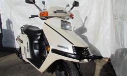 1986 Honda Elite with very low Km (less than 32,000) Brand new rear tire with a second band new tire thrown in. Brakes are excellent with a spare set of new shoes also thrown in. With a little work is eligible for collector plates.
With 250 cc water